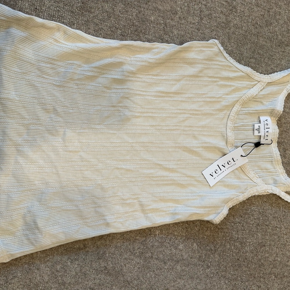 Velvet Ivory Ribbed Sleeveless Top